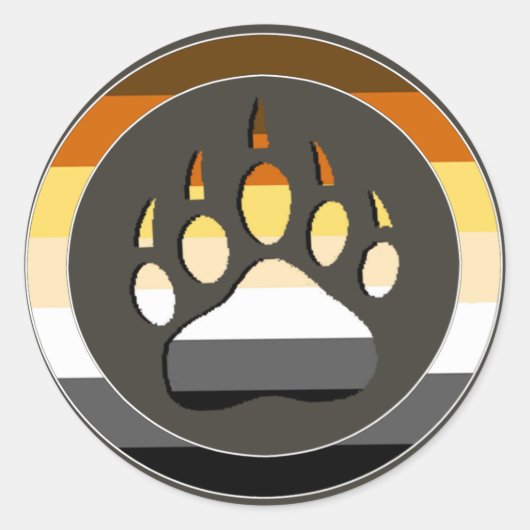 Sticker Rond Cercle Gay Bears Fierté Drapeau Ours Paw (Devant)