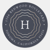 Sticker Rond Cercle lumineux | Monogramme moderne Adresse de re (Devant)