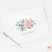 Sticker Rond Cercle Mariage Rose rose et bleu roux (Enveloppe)