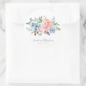 Sticker Rond Cercle Mariage Rose rose et bleu roux (Sac)