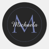 Sticker Rond Cercle minimal moderne nom initial monogramme mode (Devant)