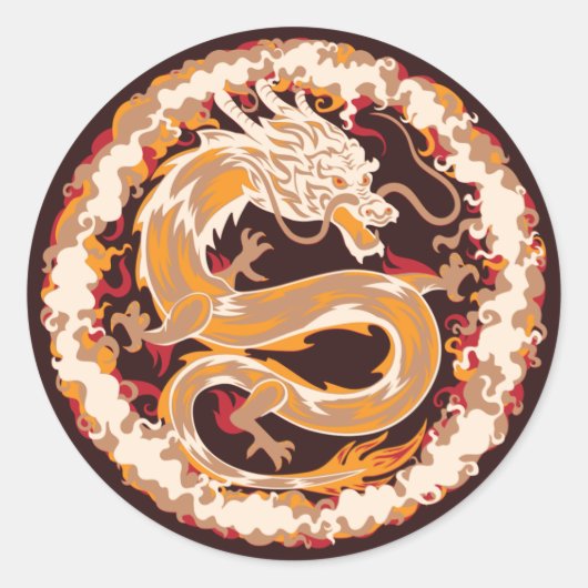 Sticker Rond Cercle mythique de la bête du dragon chinois (Devant)