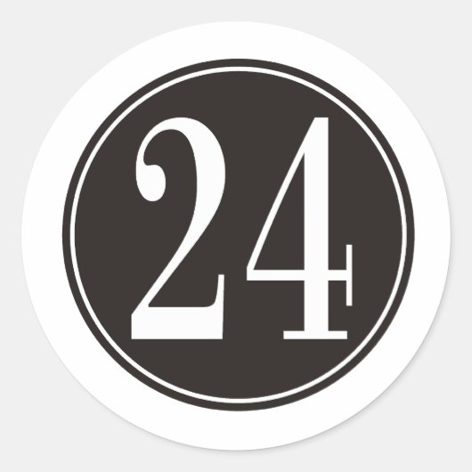 Sticker Rond Cercle noir - numéro 24 (avant) (Devant)