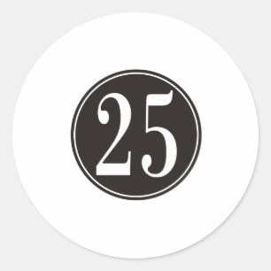 Sticker Rond Cercle noir - Numéro 25 (avant)