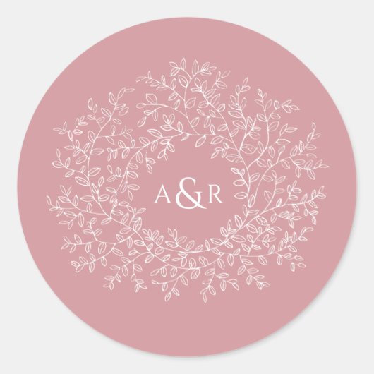 Sticker Rond Cercle rose roux et roux de mariage monogramme feu (Devant)