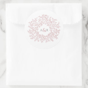 Sticker Rond Cercle rose roux et roux de mariage monogramme feu