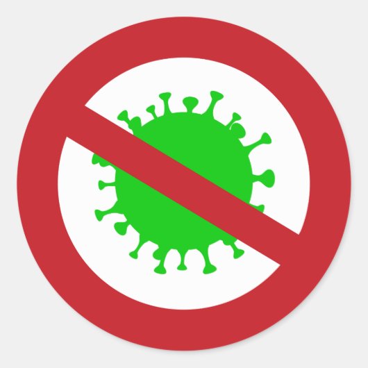 Sticker Rond Cercle rouge Aucun virus avec Germe vert (Devant)