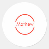 Sticker Rond cercle rouge simple ajouter votre nom lettre texte (Devant)
