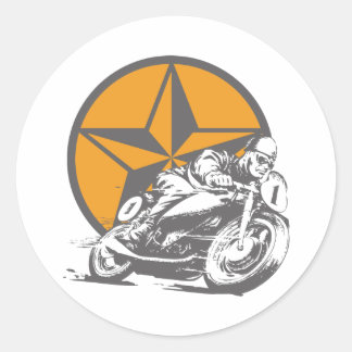 Sticker Rond Cercle Star vintage de course de moto