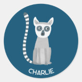 Sticker Rond Cercle Tail Lemur Nom personnalisé (Devant)