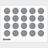 Sticker Rond Cercle Typographique Gris Élégant (Feuille)