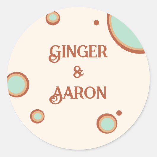 Sticker Rond Cercles Aqua super les années 70 Mariage rétro (Devant)