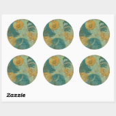 Sticker Rond Cercles bleus et jaunes (Feuille)