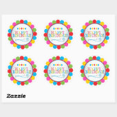 Sticker Rond Cercles d'anniversaire heureux en couleur (Feuille)