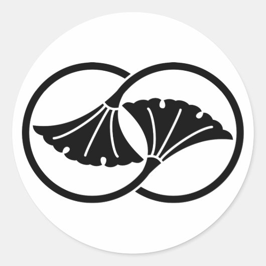 Sticker Rond Cercles de feuilles de ginkgo liés (Devant)