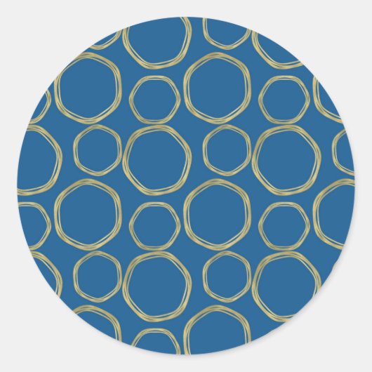 Sticker Rond Cercles d'or et Bleu clair Moderne tendance (Devant)