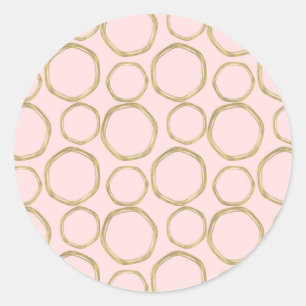Sticker Rond Cercles d'or et rose rougissant moderne tendance