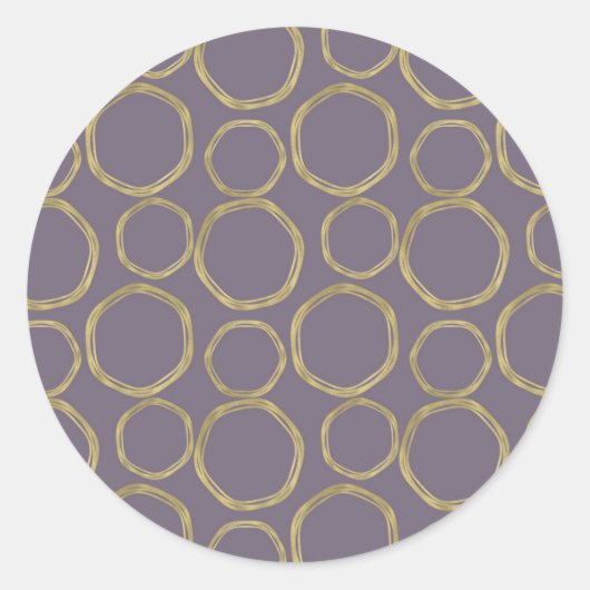 Sticker Rond Cercles dorés et taupe rustique violet moderne ten (Devant)