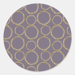 Sticker Rond Cercles dorés et taupe rustique Violet Moderne Ten