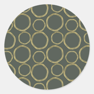 Sticker Rond Cercles dorés et vert olive rustique moderne tenda