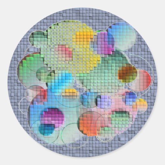 Sticker Rond Cercles géométriques en mosaïque (Devant)