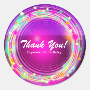 Sticker Rond Cercles lumineux & Étoiles Anniversaire Fête Favor