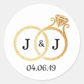 Sticker Rond Cercles Mariages Chic Faux Gold Foil (Devant)