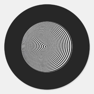 Sticker Rond Cercles noirs noirs blancs Cocentric Illusion opti