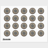 Sticker Rond Cercles or Ornate Monogramme Noir (Feuille)