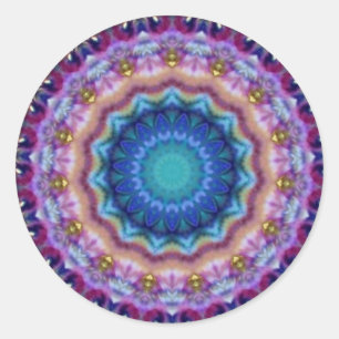 Sticker Rond CERCLES PSYCHÉDÉLIQUES bleu turquase rose violet