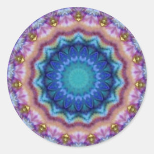 Sticker Rond CERCLES PSYCHÉDÉLIQUES bleu turquase rose violet