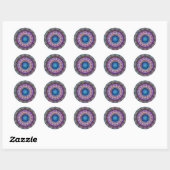 Sticker Rond CERCLES PSYCHÉDÉLIQUES bleu turquase rose violet (Feuille)