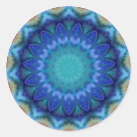 Sticker Rond CERCLES PSYCHÉDÉLIQUES bleu turquase rose violet (Devant)