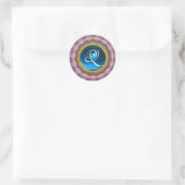 Sticker Rond CERCLES PSYCHEDELIQUES MONOGRAMME bleu turquoise r (Sac)