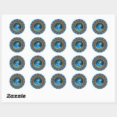Sticker Rond CERCLES PSYCHÉDÉLIQUES MONOGRAS bleu turquase rose (Feuille)