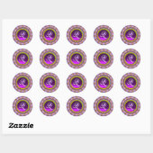 Sticker Rond CERCLES PSYCHÉDÉLIQUES MONOGRAS bleu violet rose (Feuille)