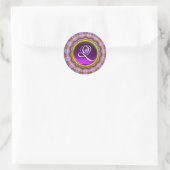 Sticker Rond CERCLES PSYCHÉDÉLIQUES MONOGRAS bleu violet rose (Sac)