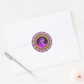 Sticker Rond CERCLES PSYCHÉDÉLIQUES MONOGRAS bleu violet rose (Enveloppe)