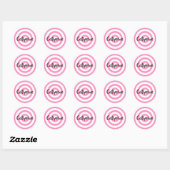 Sticker Rond Cercles rose et blanc Nom Brown foncé (Feuille)