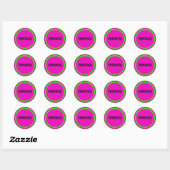 Sticker Rond Cercles roses chauds et verts citron vert (Feuille)