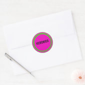 Sticker Rond Cercles roses chauds et verts citron vert (Enveloppe)
