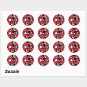 Sticker Rond Cercles rouges noirs blancs (Feuille)