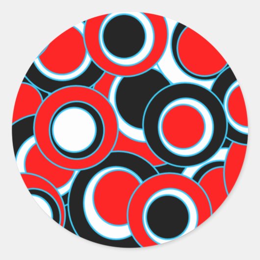 Sticker Rond Cercles rouges noirs blancs (Devant)