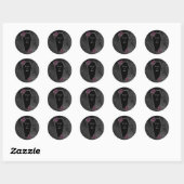 Sticker Rond Cercueil Roses grises noires Étincelles Mariage Ha (Feuille)