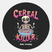 Sticker Rond Cereal Killer Breakfast Funky Cereal Bowl Skeleton (Devant)