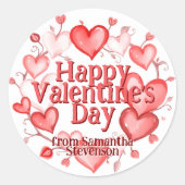 Sticker Rond Cérémonie des Coeurs d'aquarelle Saint-Valentin (Devant)