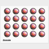 Sticker Rond Cereus en fleur de cactus rose (Feuille)
