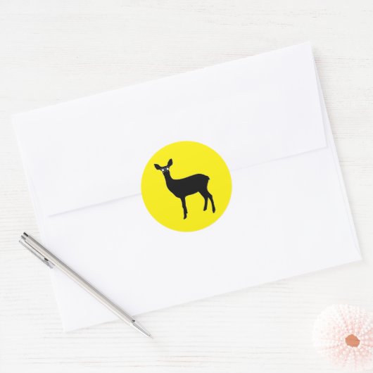 Sticker Rond Cerf avec phares - (Enveloppe)