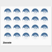 Sticker Rond Cerf Daim & Biche Noël Bleu Blanc (Feuille)