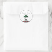 Sticker Rond Cerf Daim devant un Arbre Blason Emblématique (Sac)